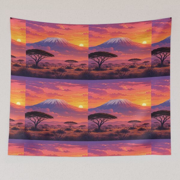 Item preview, Kilimanjaro Sunset Sky African Savanna Landscape designed and sold by NaphDesigns.