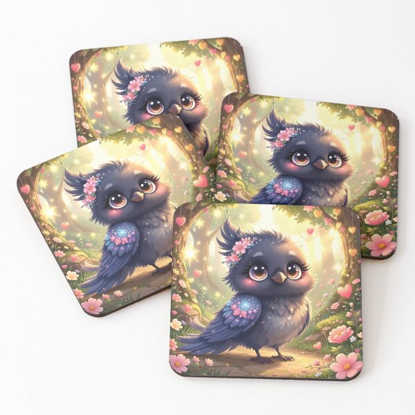 Item preview, Dreamy Crow with Flowers and Hearts designed and sold by Dragonfly-Magic.