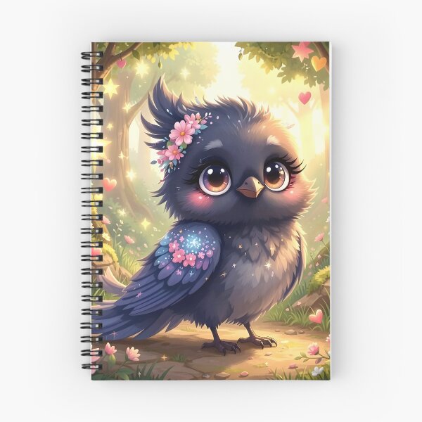 Item preview, Dreamy Crow with Flowers and Hearts designed and sold by Dragonfly-Magic.