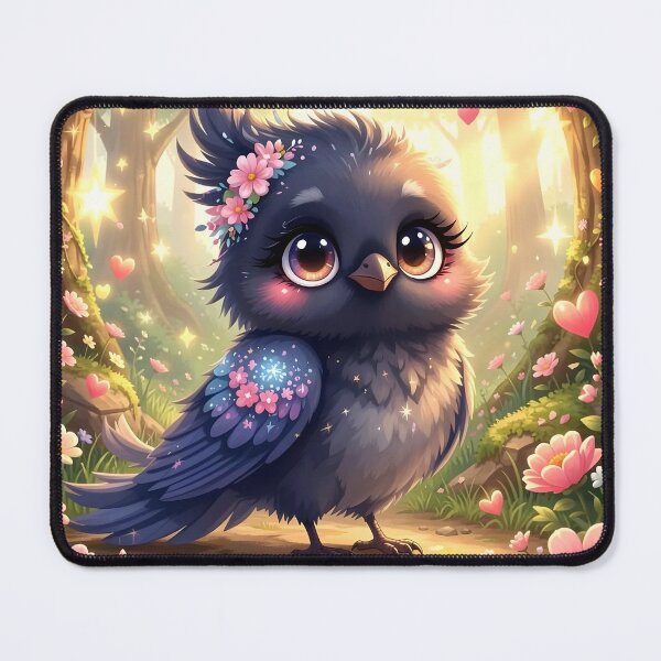 Item preview, Dreamy Crow with Flowers and Hearts designed and sold by Dragonfly-Magic.