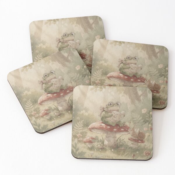Item preview, Cottagecore Frog Reading with Snail Friend Art designed and sold by PictorialWhimsy.
