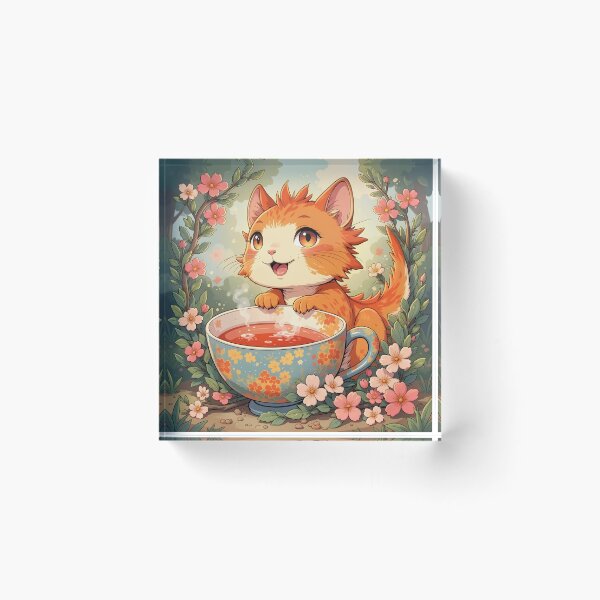 Item preview, Ginger Cat in a Teacup Garden designed and sold by Dragonfly-Magic.