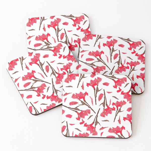 Item preview, Red Alstroemeria Pattern Flower Hand-Drawn Illustration designed and sold by altastudio.