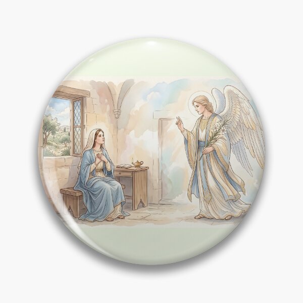Item preview, The Annunciation Biblical Watercolor Art Piece designed and sold by RRRShop.