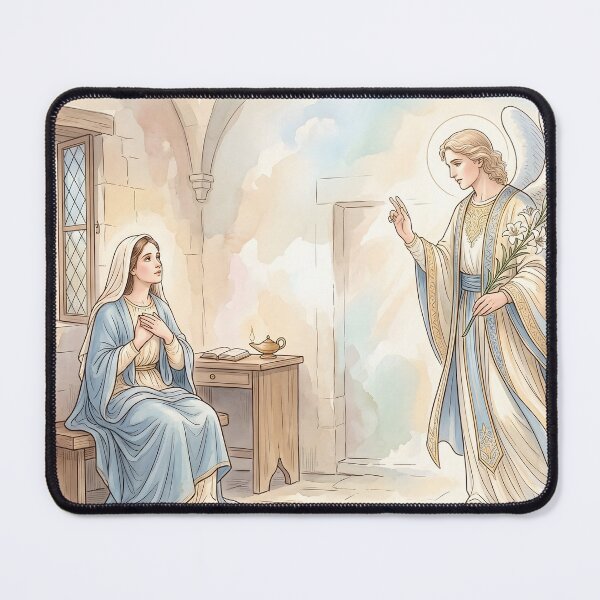 Item preview, The Annunciation Biblical Watercolor Art Piece designed and sold by RRRShop.