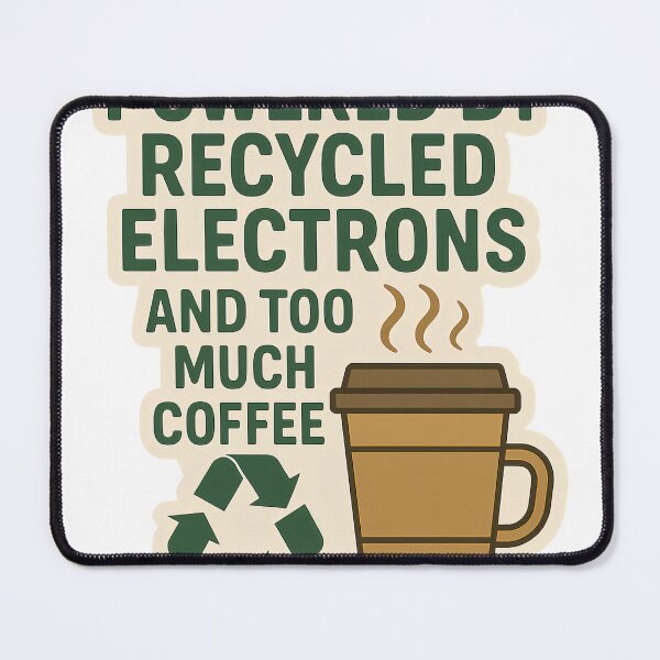 Item preview, Powered By Recycled Electrons And Too Much Coffee designed and sold by cwoodruff1970.