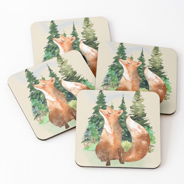 Item preview, Pine Forest Fox Cozy Watercolor Illustration designed and sold by Whimsical Wayfarer.