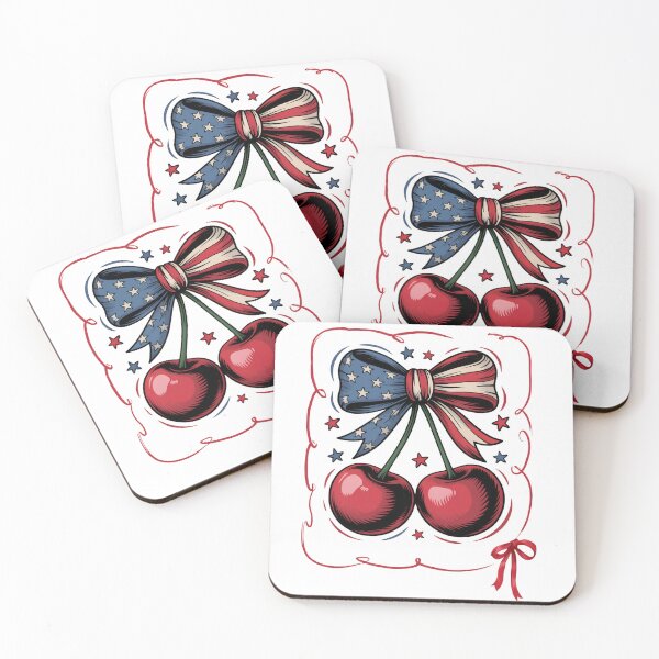 Item preview, Patriotic Cherry Bow American Flag Art designed and sold by ShopVelona.