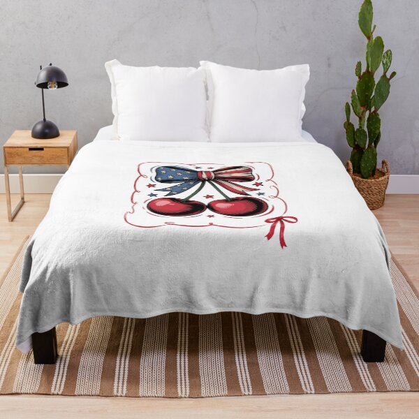 Item preview, Patriotic Cherry Bow American Flag Art designed and sold by ShopVelona.