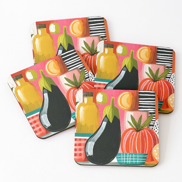 Item preview, Harvest Palette of Color - Tomatoes Eggplant and Garden Treasures in a Bold Modern Still Life designed and sold by OlfactoART Studio.