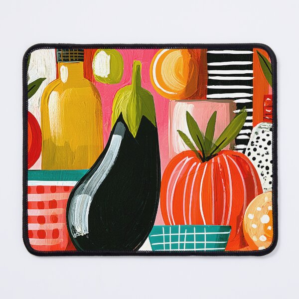 Item preview, Harvest Palette of Color - Tomatoes Eggplant and Garden Treasures in a Bold Modern Still Life designed and sold by OlfactoART Studio.