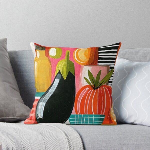 Item preview, Harvest Palette of Color - Tomatoes Eggplant and Garden Treasures in a Bold Modern Still Life designed and sold by OlfactoART Studio.