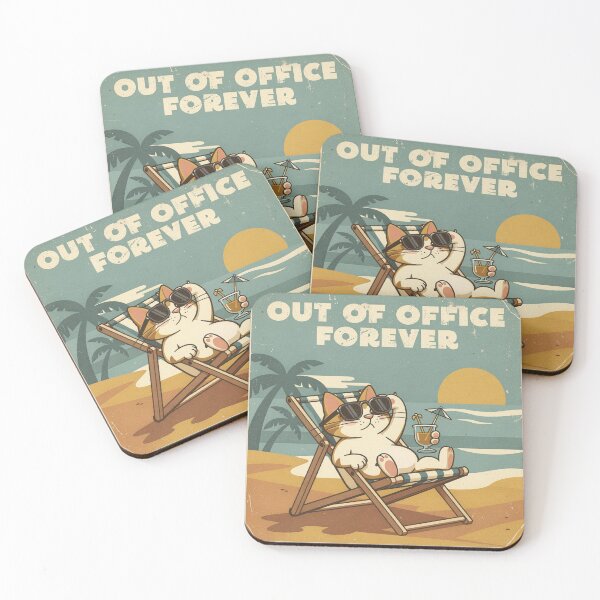 Item preview, Out of Office Forever Beach Cat Retro Poster designed and sold by PictorialWhimsy.
