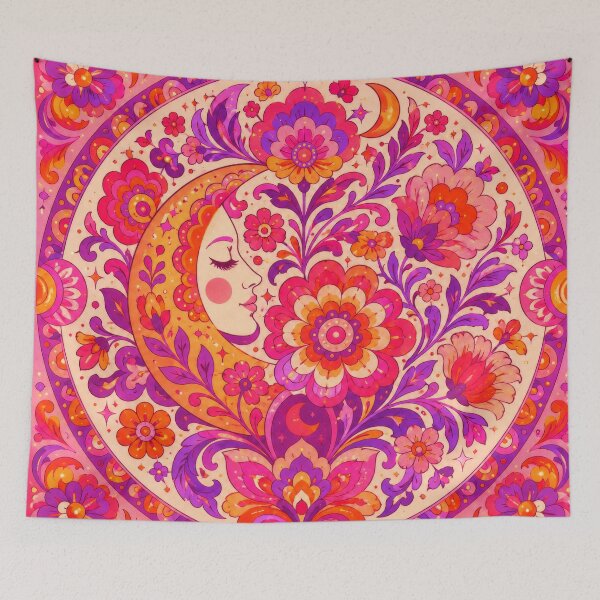Item preview, Boho Floral Moon 60's Inspired Design designed and sold by scicilysimonee.