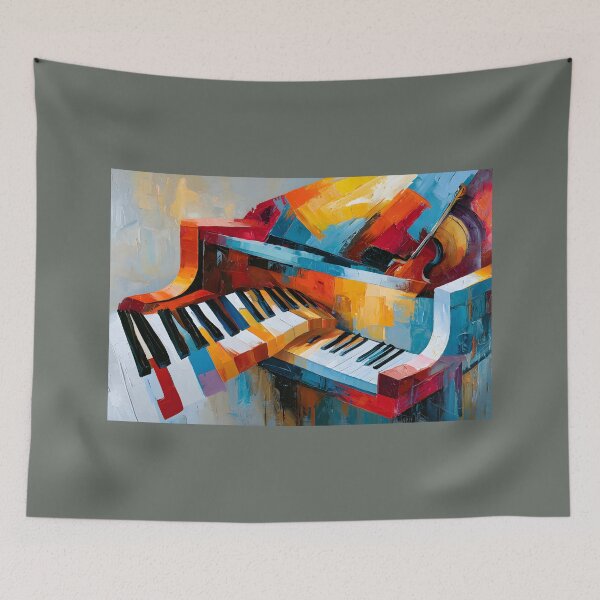 Item preview, Color Symphony on Keys - Vibrant Abstract Piano Alive with Rhythm Motion and Modern Expression designed and sold by OlfactoART Studio.