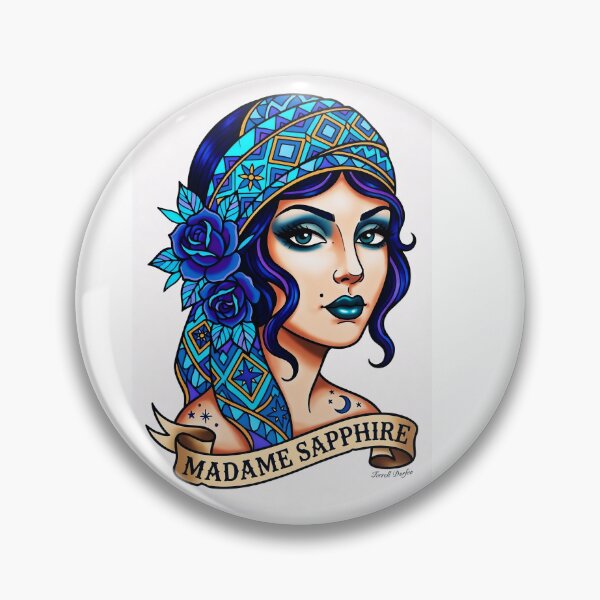 Item preview, Madame Sapphire , Old School Gypsy Style Tattoo by Terrell Dorfeo designed and sold by MeadowPixieArts.