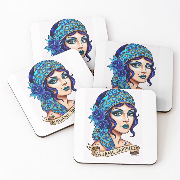 Item preview, Madame Sapphire , Old School Gypsy Style Tattoo by Terrell Dorfeo designed and sold by MeadowPixieArts.