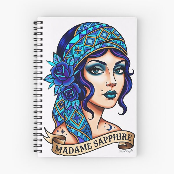 Item preview, Madame Sapphire , Old School Gypsy Style Tattoo by Terrell Dorfeo designed and sold by MeadowPixieArts.
