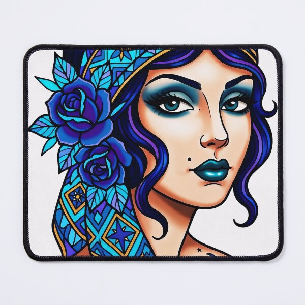 Item preview, Madame Sapphire , Old School Gypsy Style Tattoo by Terrell Dorfeo designed and sold by MeadowPixieArts.