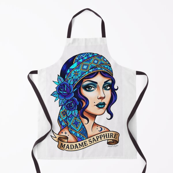 Item preview, Madame Sapphire , Old School Gypsy Style Tattoo by Terrell Dorfeo designed and sold by MeadowPixieArts.