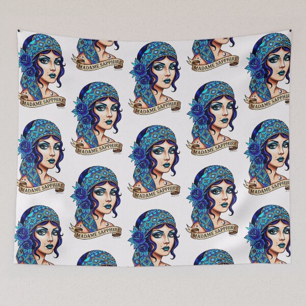 Item preview, Madame Sapphire , Old School Gypsy Style Tattoo by Terrell Dorfeo designed and sold by MeadowPixieArts.