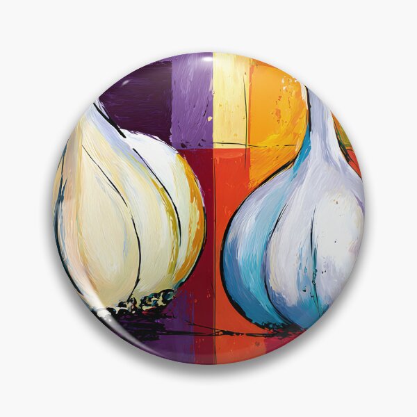 Item preview, Garlic Trio in Living Color - Three Botanical Studies Framed by Bold Geometric Expression designed and sold by OlfactoART Studio.