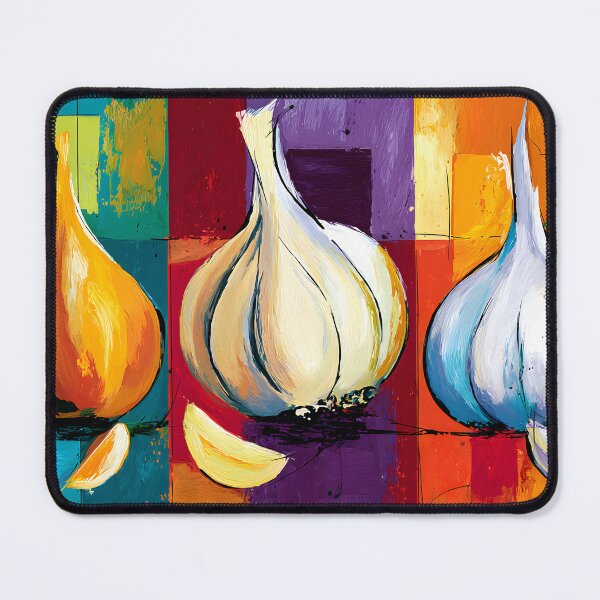 Item preview, Garlic Trio in Living Color - Three Botanical Studies Framed by Bold Geometric Expression designed and sold by OlfactoART Studio.