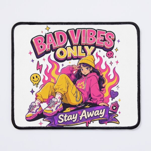 Item preview, Edgy Anime Girl Bad Vibes Only Streetwear designed and sold by Ahmedsyde.