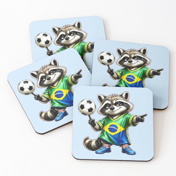 Item preview, Confident Soccer Trash Panda Raccoon Street Football Mascot Art designed and sold by DreamyTupelo.