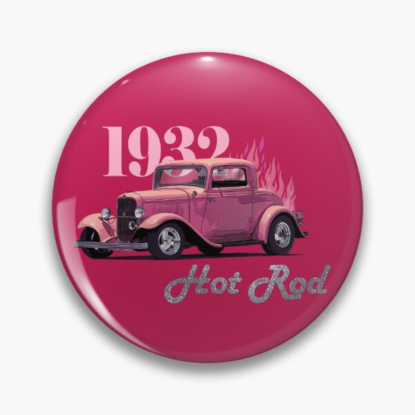 Item preview, Vintage 1932 Pink Hotrod, Flames, Car Art for Women designed and sold by classic car craze.