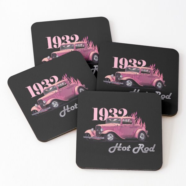 Item preview, Vintage 1932 Pink Hotrod, Flames, Car Art for Women designed and sold by classic car craze.