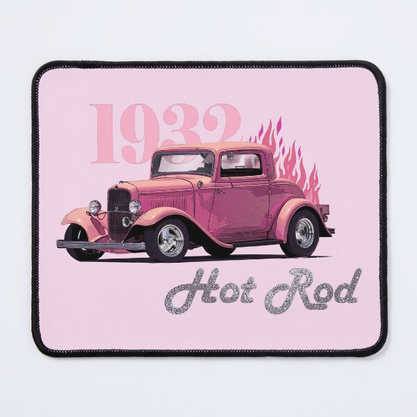 Item preview, Vintage 1932 Pink Hotrod, Flames, Car Art for Women designed and sold by classic car craze.