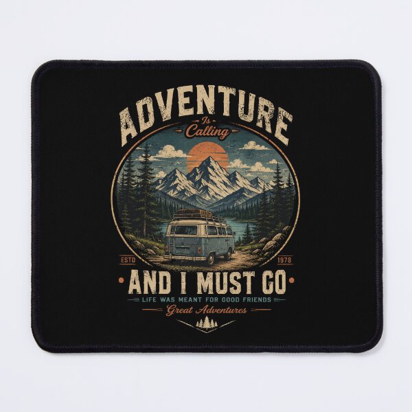 Item preview, Adventure Is Calling Vintage Camper Van Mountain Retro designed and sold by Wilfred Collazo.