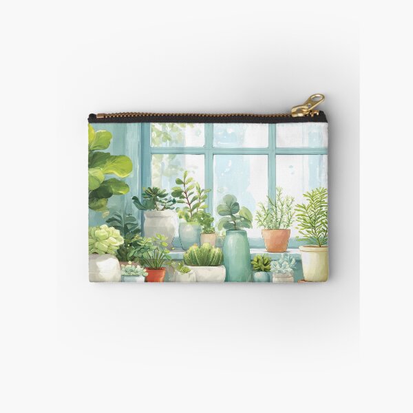Item preview, Botanical Window Watercolor – Soft Spring Pastel Plant Shelf (Anime Aesthetic) designed and sold by Whimsical Wayfarer.
