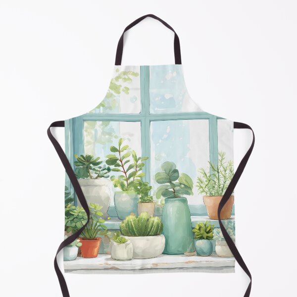 Item preview, Botanical Window Watercolor – Soft Spring Pastel Plant Shelf (Anime Aesthetic) designed and sold by Whimsical Wayfarer.