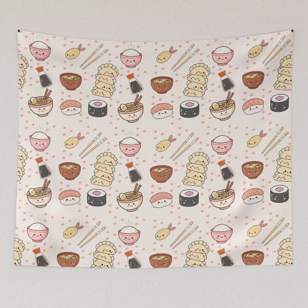 Item preview, Kawaii Japanese Food Pattern – Adorable Sushi, Ramen & Dumplings Print designed and sold by Cheonsa.
