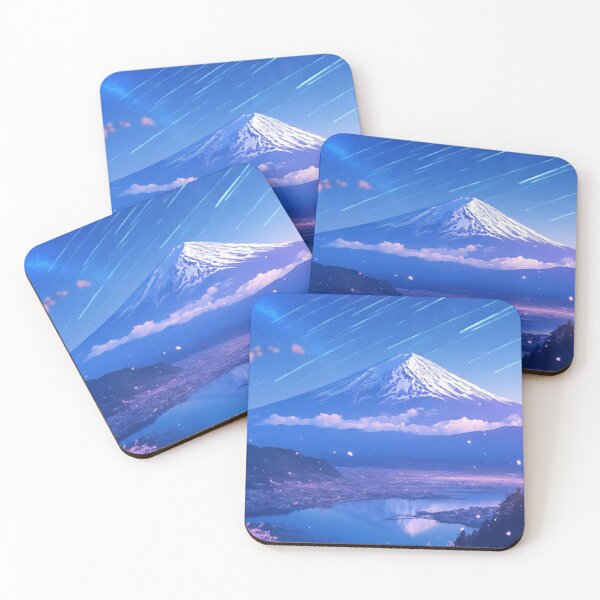 Item preview, Anime Shooting Stars Over Mount Fuji and Night Sakura designed and sold by vekotpu.