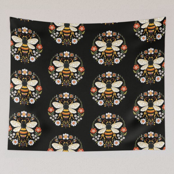 Item preview, Scandinavian Folk Art, Bee With Flowers designed and sold by xiao xuans.
