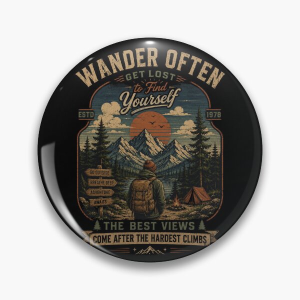 Item preview, Wander Often Vintage Hiking Adventure Mountain Retro designed and sold by Wilfred Collazo.