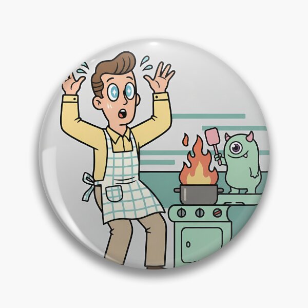 Item preview, Kitchen Fire Retro Chef Monster Cooking designed and sold by bellaever.