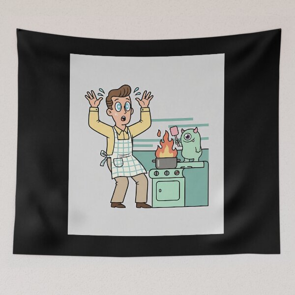 Item preview, Kitchen Fire Retro Chef Monster Cooking designed and sold by bellaever.