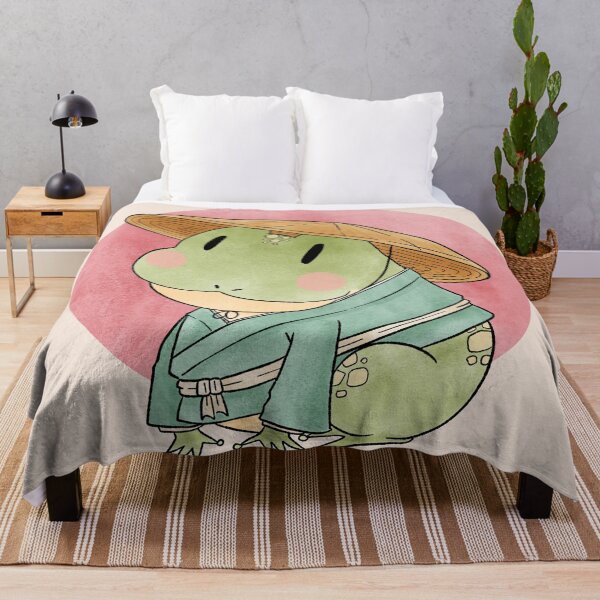 Item preview, Cute Japanese Frog Wearing a Straw Hat Illustration designed and sold by MariOyama.
