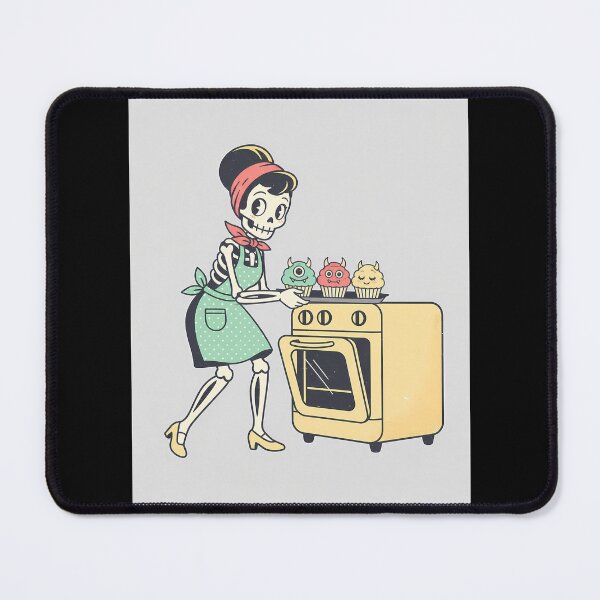 Item preview, Retro Skeleton Baker Making Monster Cupcakes designed and sold by bellaever.