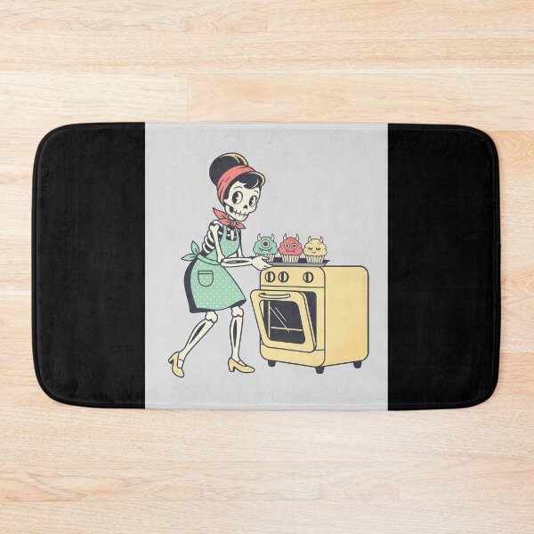 Item preview, Retro Skeleton Baker Making Monster Cupcakes designed and sold by bellaever.