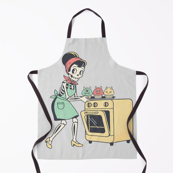 Item preview, Retro Skeleton Baker Making Monster Cupcakes designed and sold by bellaever.