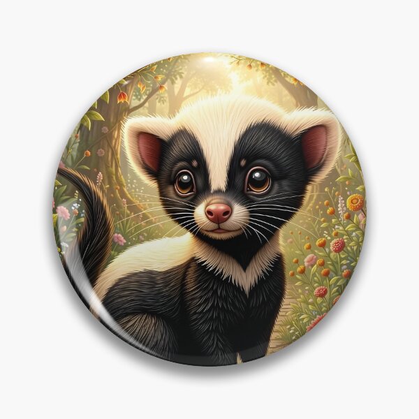 Item preview, Baby Skunk in a Lush Wildflower Garden designed and sold by Dragonfly-Magic.