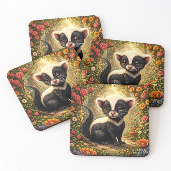 Item preview, Baby Skunk in a Lush Wildflower Garden designed and sold by Dragonfly-Magic.