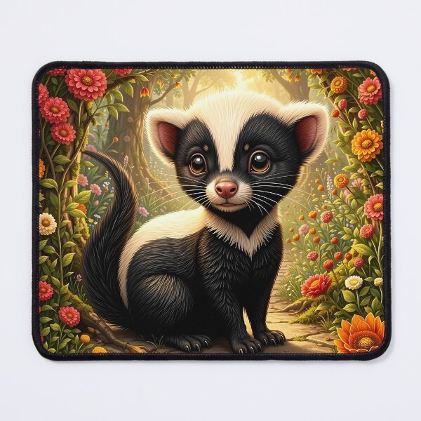 Item preview, Baby Skunk in a Lush Wildflower Garden designed and sold by Dragonfly-Magic.