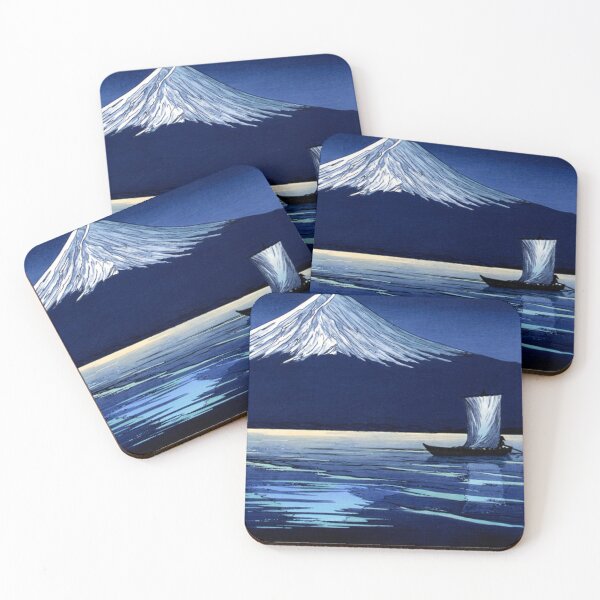 Item preview, Moonlight Sailboat and Mount Fuji - Vintage Shin-hanga Style designed and sold by vekotpu.