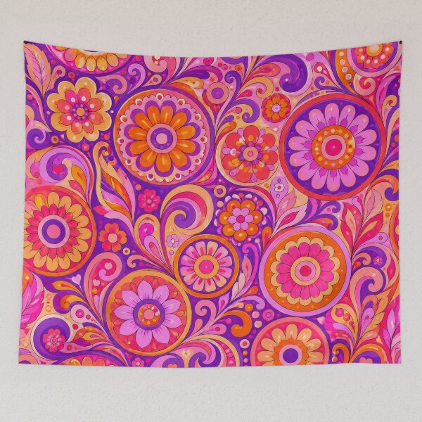 Item preview, Pink Psychedelic Floral Groovy 60's Inspired designed and sold by scicilysimonee.